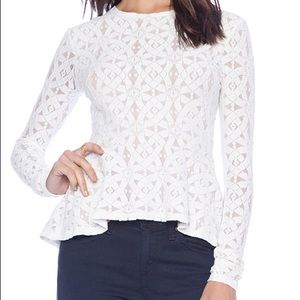 BCBGMaxazria Lace Peplum Top